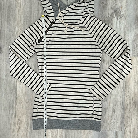 Ampersand Ave & Striped Double Hooded Sweatshirt Zipper Cotton Hoodie Size XS - Picture 2 of 7